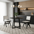 3-Piece Mid-Century Dining Set with 36‚Äù Round Pedestal Table and 2 Swivel Sherpa Upholstered Chairs by LJGDeals