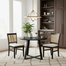 3-Piece Mid-Century Dining Set with 36‚Äù Round Pedestal Table and 2 Farmhouse Rattan Dining Chairs by LJGDeals