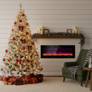 Ultimate Holiday D√©cor Suite: Pre-Lit Snow Flocked Christmas Tree & 50" Recessed Electric Fireplace Set