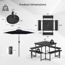 Outdoor Picnic Table Bench Set with Umbrella and Base for 4-8 People by LJGDeals