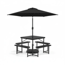 Outdoor Picnic Table Bench Set with Umbrella and Base for 4-8 People by LJGDeals