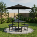Outdoor Picnic Table Bench Set with Umbrella and Base for 4-8 People by LJGDeals
