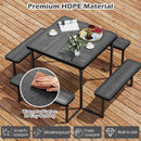 Outdoor Picnic Table Bench Set with Umbrella and Base for 4-8 People by LJGDeals