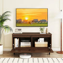 Mid Century Fluted TV Stand for 40" TV with 2 Hidden Compartments and Metal Legs-Walnut by LJGDeals