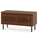 Mid Century Fluted TV Stand for 40" TV with 2 Hidden Compartments and Metal Legs-Walnut by LJGDeals