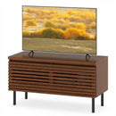 Mid Century Fluted TV Stand for 40" TV with 2 Hidden Compartments and Metal Legs-Walnut by LJGDeals