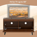 Mid Century Fluted TV Stand for 40" TV with 2 Hidden Compartments and Metal Legs-Walnut by LJGDeals
