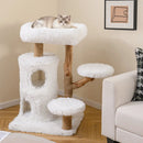 Modern Cat Tree for Indoor Cats 30.5 Cat Tower with Real Solid Wood Branches-White by LJGDeals