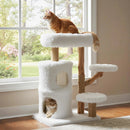 Modern Cat Tree for Indoor Cats 30.5 Cat Tower with Real Solid Wood Branches-White by LJGDeals
