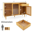 3-Piece Modern Dining Room Set: Wooden Dining Chairs + Bamboo Sideboard Cabinet + Tall Storage Cabinet