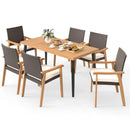 7-Pieces Patio Dining Table Set Acacia Wood Table and 6 Armchairs by LJGDeals