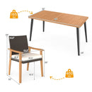 7-Pieces Patio Dining Table Set Acacia Wood Table and 6 Armchairs by LJGDeals