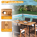 7-Pieces Patio Dining Table Set Acacia Wood Table and 6 Armchairs by LJGDeals