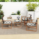 5 Pieces PE Wicker Patio Furniture Set with Acacia Wood Frame by LJGDeals