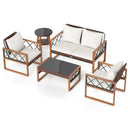 5 Pieces PE Wicker Patio Furniture Set with Acacia Wood Frame by LJGDeals