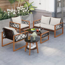 5 Pieces PE Wicker Patio Furniture Set with Acacia Wood Frame by LJGDeals