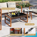 5 Pieces PE Wicker Patio Furniture Set with Acacia Wood Frame by LJGDeals