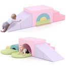 7-Piece Soft Foam Toddler Climbing Blocks Set PU Leather for 1+ Year Old by LJGDeals