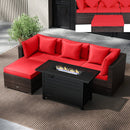 Heavy-duty Frame Rattan Sofa Set with 60000 BTU Firepit Table by LJGDeals