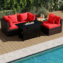 Heavy-duty Frame Rattan Sofa Set with 60000 BTU Firepit Table by LJGDeals