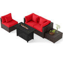 Heavy-duty Frame Rattan Sofa Set with 60000 BTU Firepit Table by LJGDeals