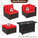 Heavy-duty Frame Rattan Sofa Set with 60000 BTU Firepit Table