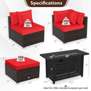 Heavy-duty Frame Rattan Sofa Set with 60000 BTU Firepit Table by LJGDeals
