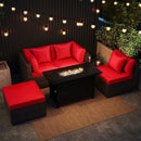 Heavy-duty Frame Rattan Sofa Set with 60000 BTU Firepit Table by LJGDeals