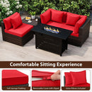 Heavy-duty Frame Rattan Sofa Set with 60000 BTU Firepit Table by LJGDeals