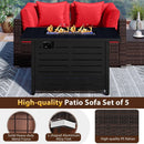 Heavy-duty Frame Rattan Sofa Set with 60000 BTU Firepit Table by LJGDeals
