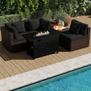 Heavy-duty Frame Rattan Sofa Set with 60000 BTU Firepit Table by LJGDeals