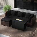 Heavy-duty Frame Rattan Sofa Set with 60000 BTU Firepit Table by LJGDeals