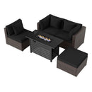 Heavy-duty Frame Rattan Sofa Set with 60000 BTU Firepit Table by LJGDeals