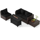 Heavy-duty Frame Rattan Sofa Set with 60000 BTU Firepit Table by LJGDeals