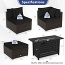 Heavy-duty Frame Rattan Sofa Set with 60000 BTU Firepit Table by LJGDeals