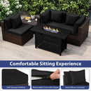 Heavy-duty Frame Rattan Sofa Set with 60000 BTU Firepit Table by LJGDeals