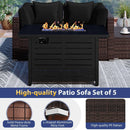 Heavy-duty Frame Rattan Sofa Set with 60000 BTU Firepit Table by LJGDeals