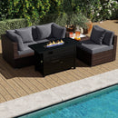 Heavy-duty Frame Rattan Sofa Set with 60000 BTU Firepit Table by LJGDeals