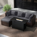 Heavy-duty Frame Rattan Sofa Set with 60000 BTU Firepit Table by LJGDeals