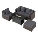 Heavy-duty Frame Rattan Sofa Set with 60000 BTU Firepit Table by LJGDeals