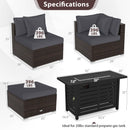 Heavy-duty Frame Rattan Sofa Set with 60000 BTU Firepit Table