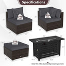 Heavy-duty Frame Rattan Sofa Set with 60000 BTU Firepit Table by LJGDeals