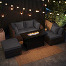 Heavy-duty Frame Rattan Sofa Set with 60000 BTU Firepit Table by LJGDeals