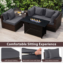 Heavy-duty Frame Rattan Sofa Set with 60000 BTU Firepit Table