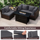 Heavy-duty Frame Rattan Sofa Set with 60000 BTU Firepit Table by LJGDeals
