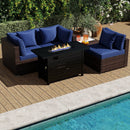 Heavy-duty Frame Rattan Sofa Set with 60000 BTU Firepit Table by LJGDeals