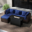 Heavy-duty Frame Rattan Sofa Set with 60000 BTU Firepit Table by LJGDeals