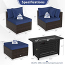 Heavy-duty Frame Rattan Sofa Set with 60000 BTU Firepit Table by LJGDeals