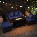 Heavy-duty Frame Rattan Sofa Set with 60000 BTU Firepit Table by LJGDeals