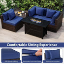 Heavy-duty Frame Rattan Sofa Set with 60000 BTU Firepit Table by LJGDeals